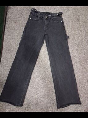 VIP Men's Straight Black Jeans with Carpenter Loop